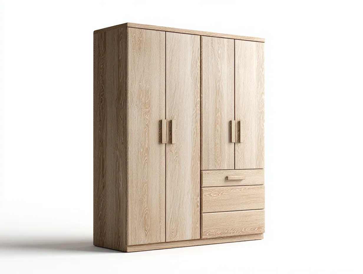 Armadio a 4 ante-legno-160x55x190 cm-rovere chiaro-stile moderno-Pinegetbase