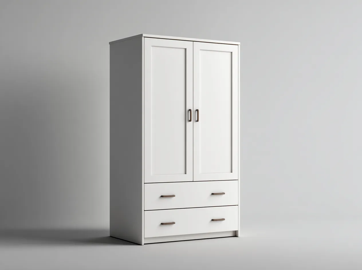 Armadio a 2 ante-legno-92x54x188 cm-bianco-stile moderno-Pinegetbase