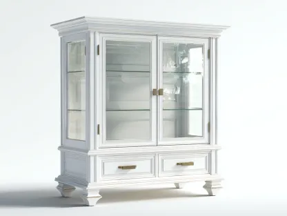 Vitrine bois finition blanche avec portes vitrées 100x45x190 cm - Blanc - Style classique-Bamboomyshop