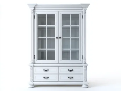 Vitrine bois 95x42x190 cm blanc style classique élégant-Bamboomyshop