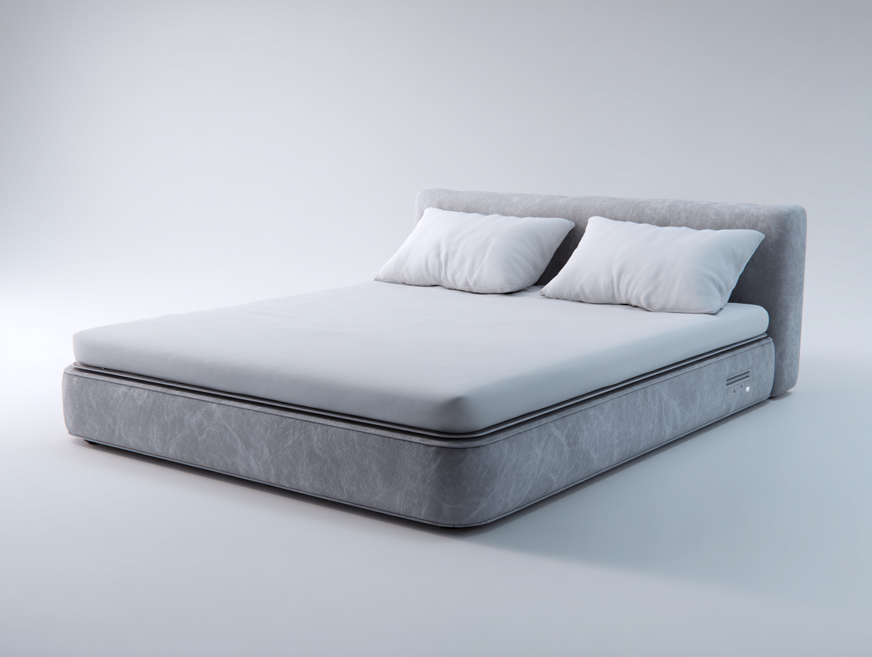 Lit double rembourré en tissu 200x160x95 cm - Gris clair - Design moderne confortable-Bamboomyshop