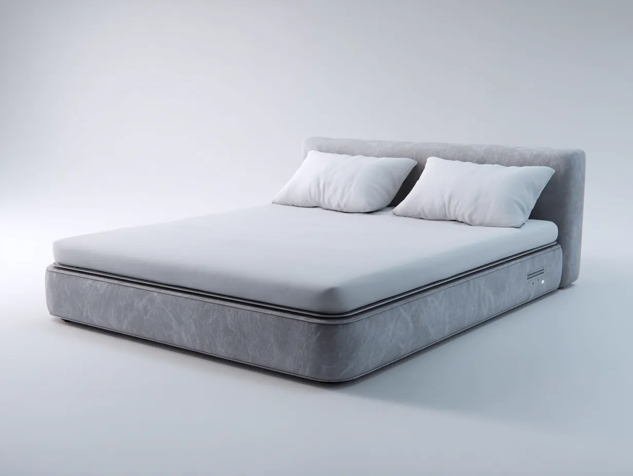 Lit double rembourré en tissu 200x160x95 cm - Gris clair - Design moderne confortable-Bamboomyshop