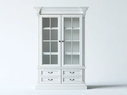 Vitrine bois finition blanche avec portes vitrées 90x45x200 cm - Blanc - Style classique-Bamboomyshop