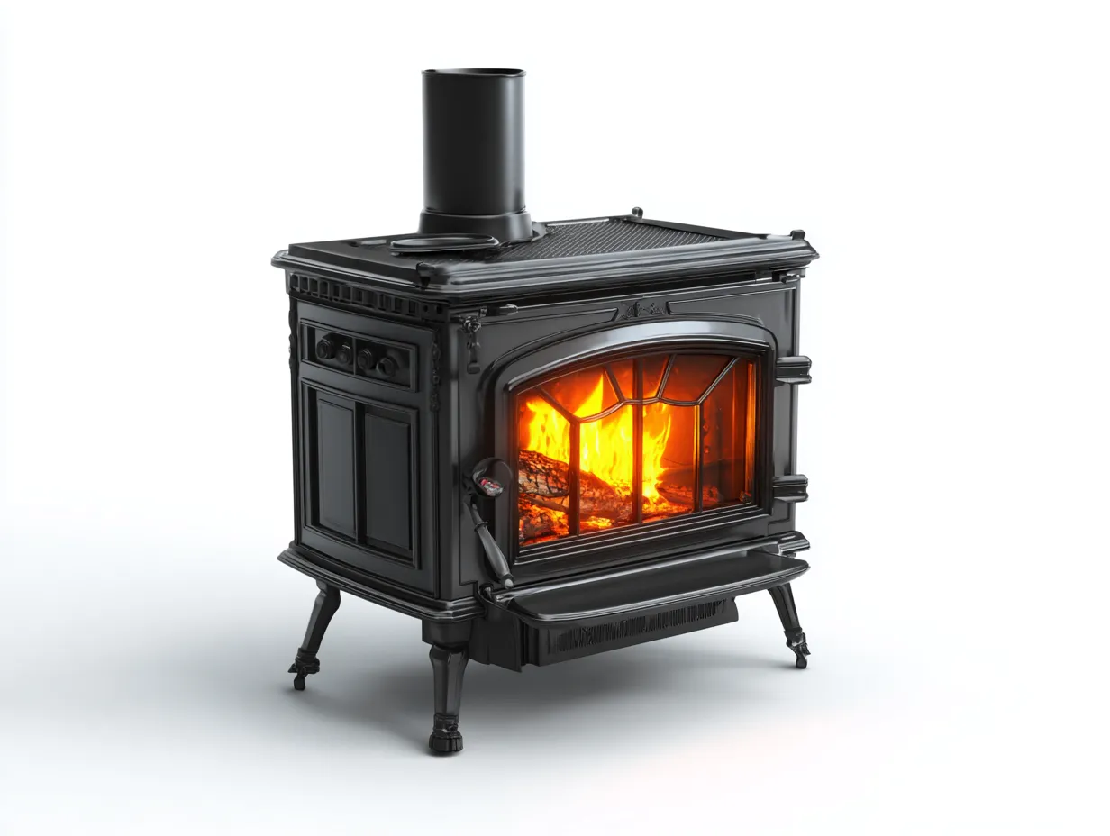 Camino - Ghisa-Vetro - 55x45x75 cm - Nero - Stile classico-Luxeuppad