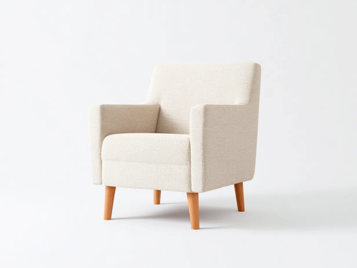 Poltrona - Tessuto-Legno - 76x80x88 cm - Beige-Naturale - Stile moderno-Luxeuppad