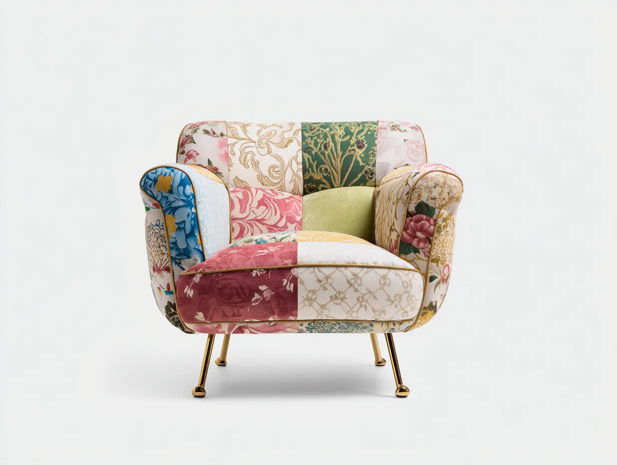 Poltrona-tessuto-metallo-80x78x86 cm-multicolore-classico-Luxeuppad