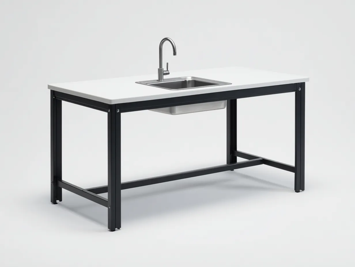 Isola da cucina da esterno - Acciaio-Pietra - 170x75x90 cm - Nero-Bianco - Stile moderno-Luxeuppad