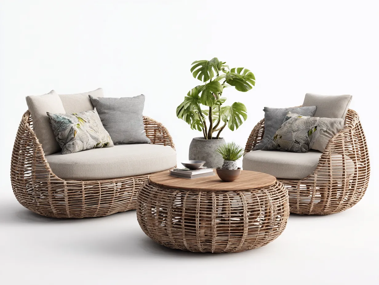 Divani da esterno-rattan-150x80x75cm-marrone-beige-design naturale-Luxeuppad