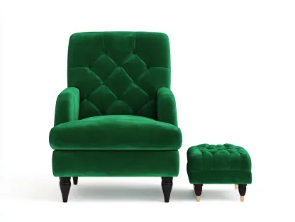 Sillones-tela-madera-86x84x104 cm-verde oscuro-estilo clásico-Craftgethaus