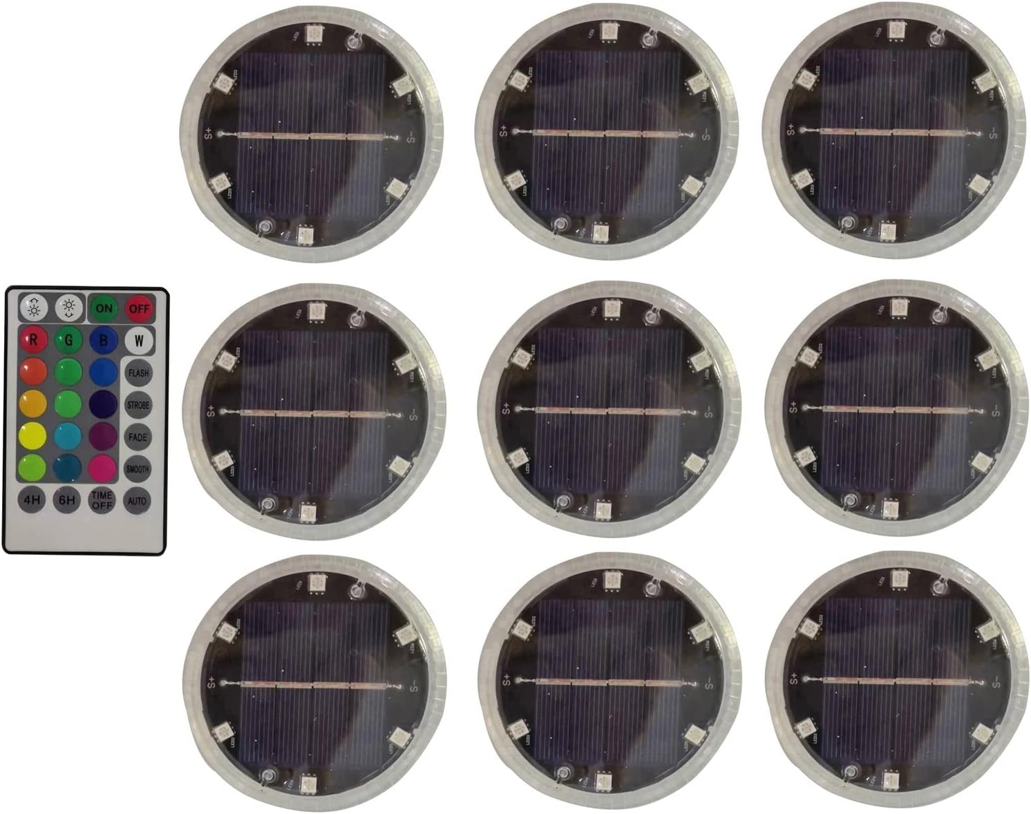 Luz Led sumergible Solar con mando a distancia, 16 colores, impermeable for exteriores, IP68, luces flotantes for piscina, for fuente, fiesta, pecera, estanque(9 Lamp 1 controller)-Craftgethaus
