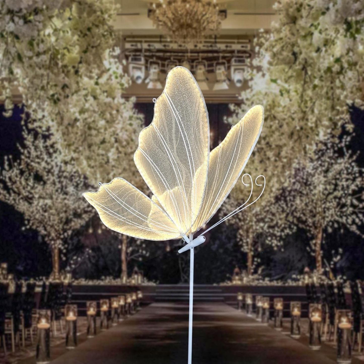 LáMpara De Pie con Forma De Mariposa para Bodas, LáMpara De Techo con Forma De Mariposa Creativa, Mariposa Luminosa DecoracióN para Bodas, Mariposa Colgante,Warm1pcs,80CM/31.5INCH-Craftgethaus
