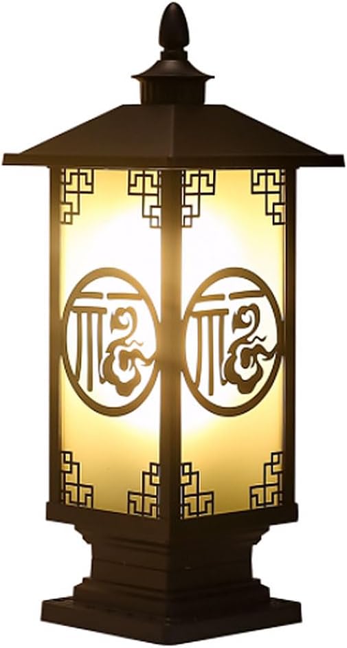 Farol De Pilar Antiguo Marrón, Único, De Cristal Largo, Para Jardín, Iluminación Paisajística, Estilo Chino, Vintage, De Alto Voltaje, 110-240 V, Con Cable, Para Patio, Porche Y Terraza.-Craftgethaus