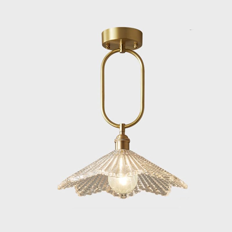 Lámpara de techo para balcón totalmente de cobre, pantalla de cristal, iluminación plana, lámparas de techo minimalistas para pasillo, aptas para vestíbulo.-Craftgethaus