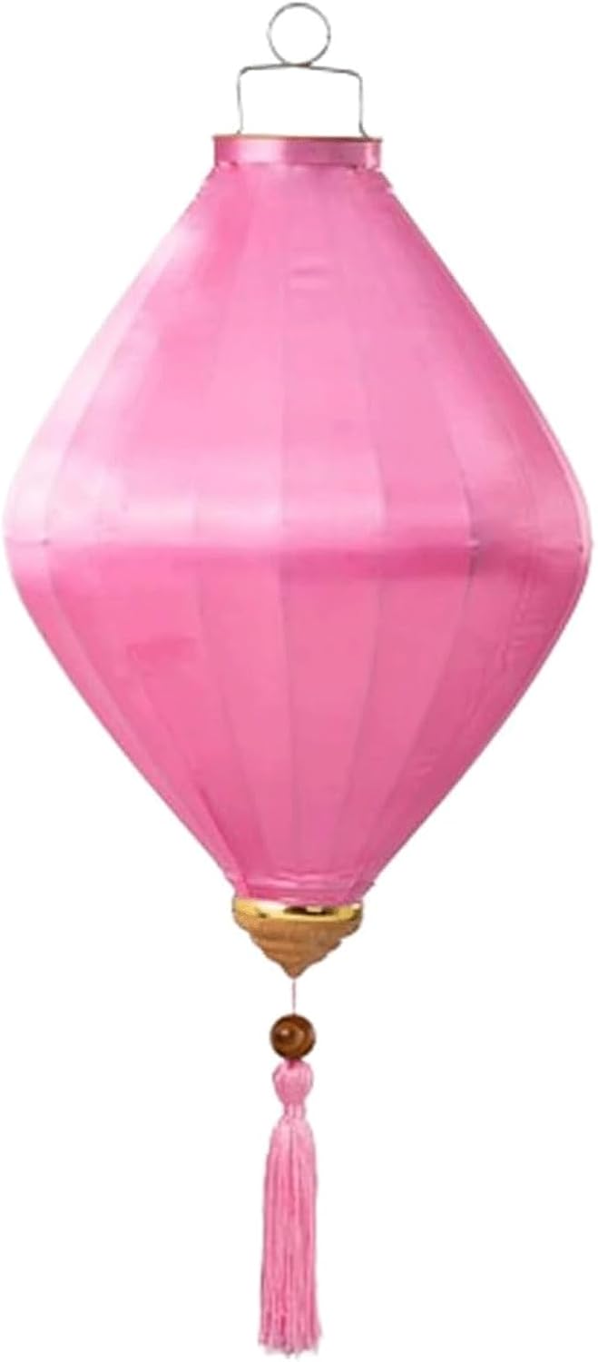 Linternas de Seda Estilo Chino, linternas Colgantes ovaladas Chinas con Borla, linternas de Seda vietnamitas Decorativas (Verde Claro, 18.0 in)-Craftgethaus