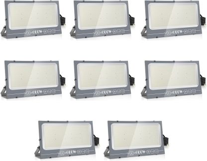 Loyal Proyector LED exterior: 600 W Proyector exterior súper luminoso 6000 K blanco frío 60000 LM – IP66 impermeable ajustable con pinza para jardín, garaje, campo deportivo-Craftgethaus