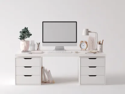 Mesas de oficina - madera - 138x68x76 cm - blanco - diseño moderno-Craftgethaus