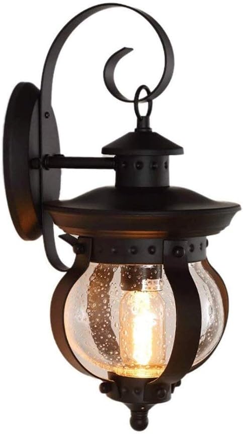 Lámpara Pared Exterior Retro, Impermeable, con Pantalla Cristal Burbujas, luz Exterior Vintage for Patio, Entrada, Escalera, Villa, Porche y jardín.-Craftgethaus