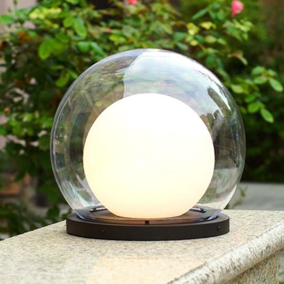 Lámpara De Columna Grande Con Pantalla Acrílica De Globo, Única, Resistente Al Agua, Para Exteriores, Con Acabado Negro, Ideal Para Decoración De Patios Y Terrazas, Como Faroles De Pedestal-Craftgethaus