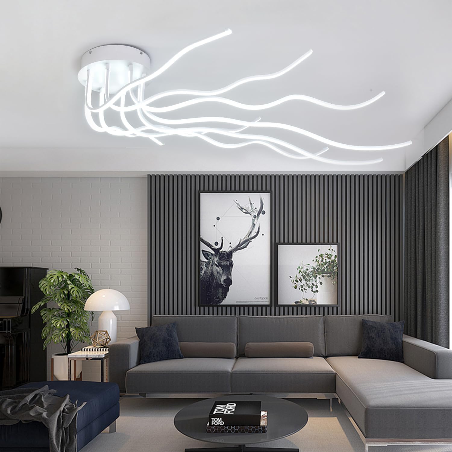 Lamparas de Techo Modernas 8-Lights Modernas led Salon Dormitorio Lamparas de Techo Regulable con Control Remoto 3000K-6500K Temperatura de Color Adjustable-Craftgethaus