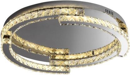 Lámpara De Techo Moderna Y Minimalista De Cristal Con Base Metálica. Iluminación Plana Y Redonda. Ideal Para Sala De Estar, Dormitorios Y Estudios.-Craftgethaus