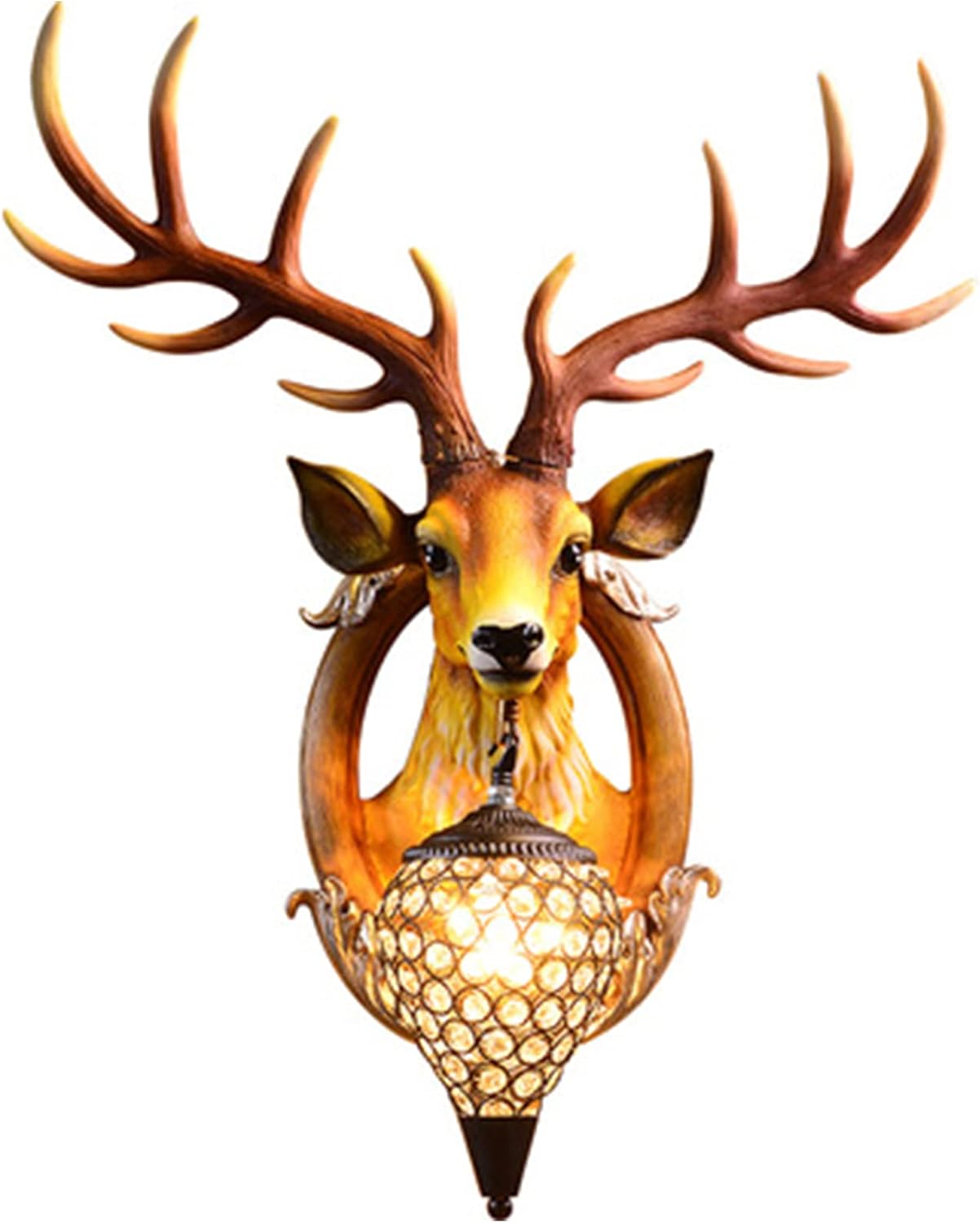 Astas De Ciervo Cabeza Lámpara De Pared Rústica Estilo Retro Sala De Estar Decoración De Noche Dormitorio Barra Artesanal Pared Lámparas Lámparas(Size:Grande,Color:D)-Craftgethaus