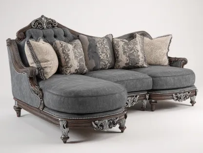 Sofá rinconero-tela-madera-292x168x94 cm-gris oscuro-estilo clásico elegante-Craftgethaus