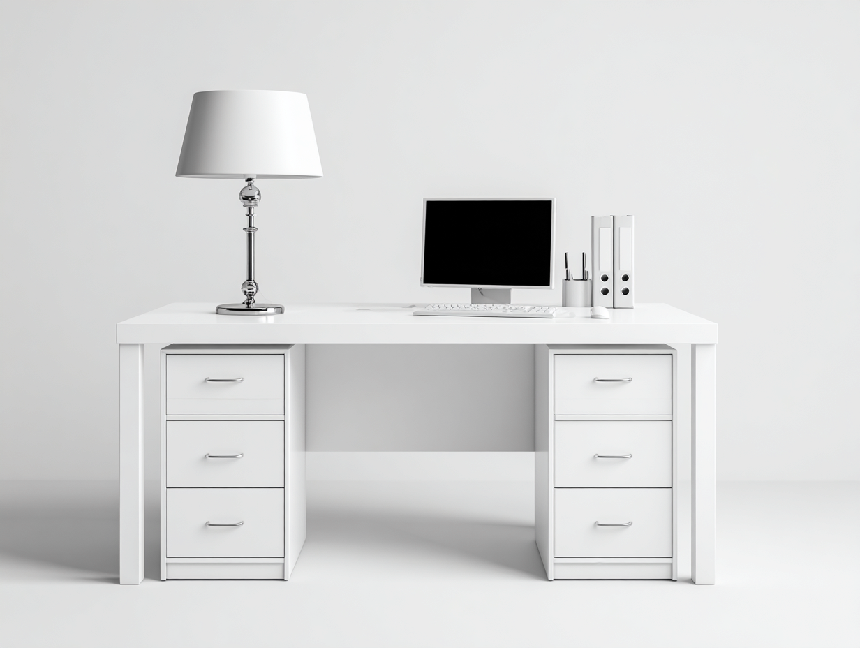 Mesas de oficina - madera-MDF - 155x70x75 cm - blanco - diseño moderno-Craftgethaus