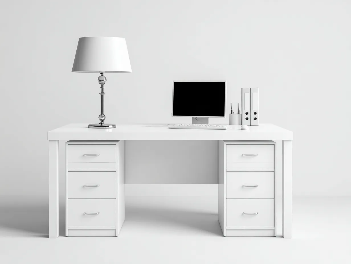 Mesas de oficina - madera-MDF - 155x70x75 cm - blanco - diseño moderno-Craftgethaus