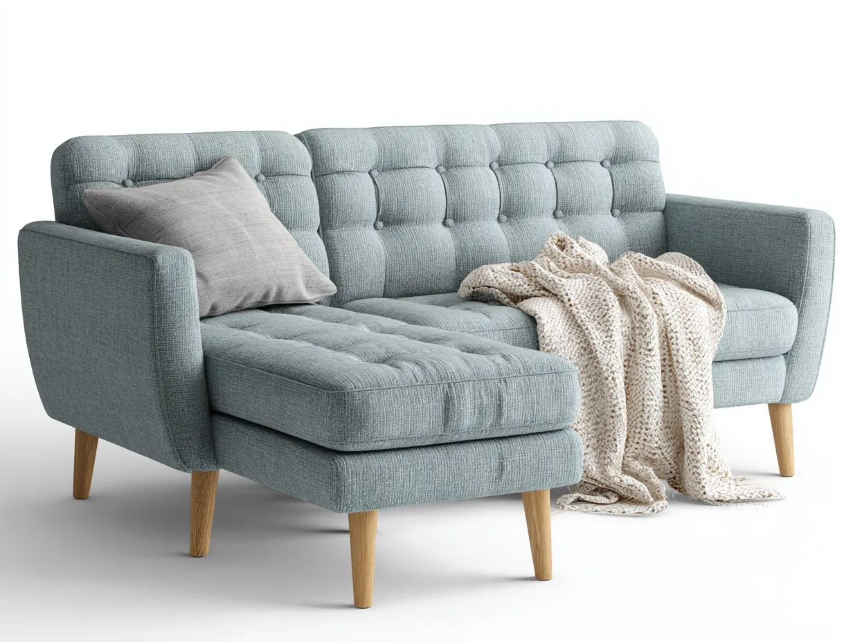 Sofá rinconero-tela-madera-261x154x87 cm-azul verdoso-estilo moderno escandinavo-Craftgethaus