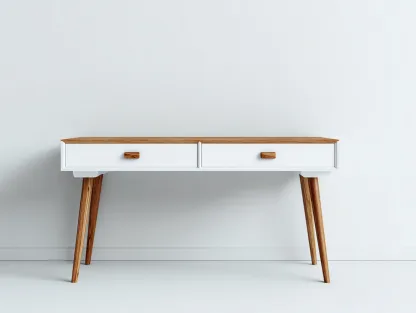 Mesas de oficina - madera-MDF - 145x68x74 cm - natural/blanco - diseño moderno-Craftgethaus