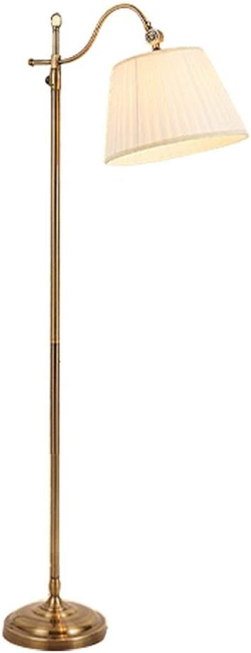 Lámpara de Pie para Salon Vintage Dorado, Lámpara de Suelo Dormitorio Rotación 12W Bronce con Control Remoto y Pantalla Tela, E27 Ajustable Metal Luz de Lectura Retro para Oficina Estudio-Craftgethaus