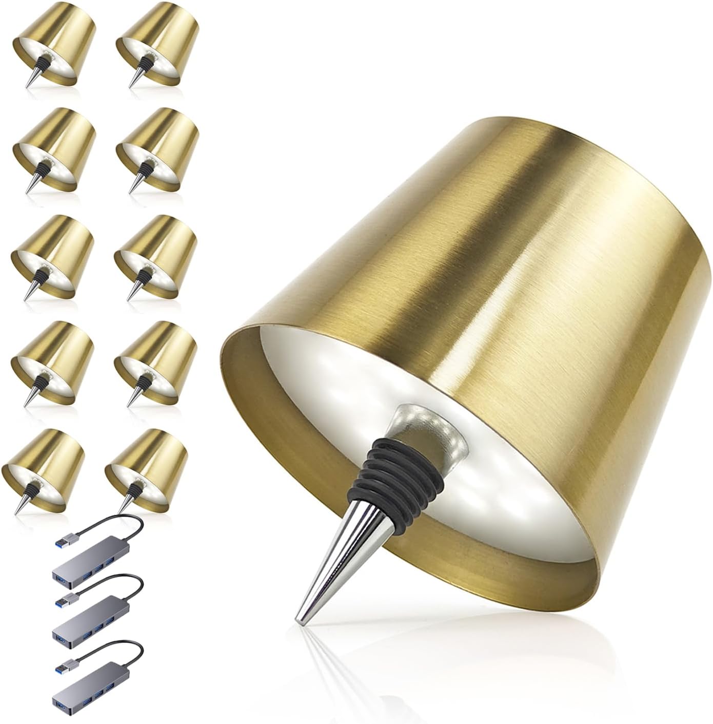 MU LIN Lámpara de botella táctil recargable inalámbrica, regulable, 3 colores LED, para sala de estar y restaurante, 4000 mAh-Craftgethaus