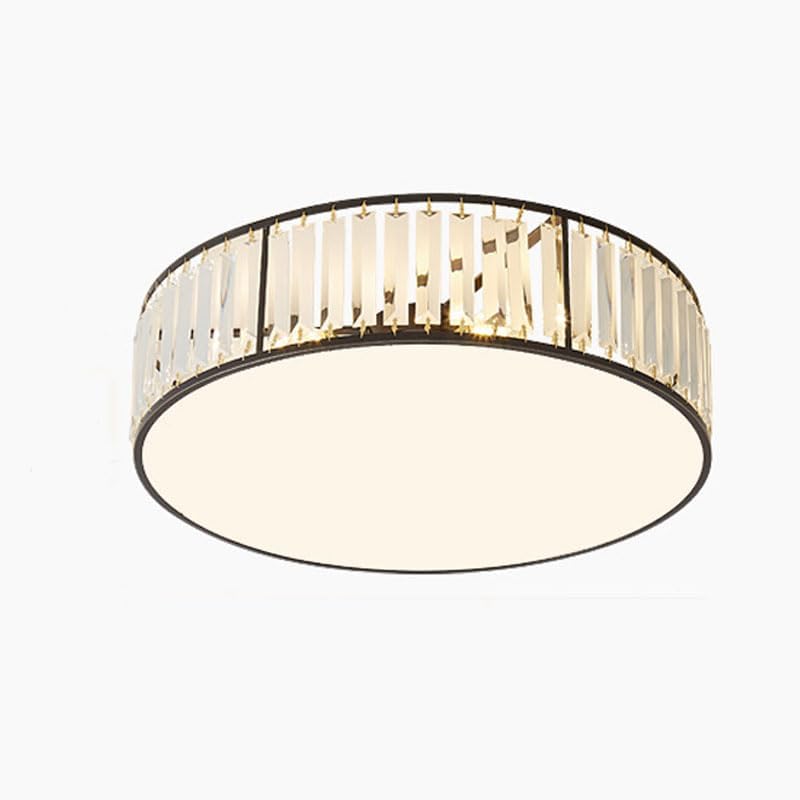 Lámpara de techo de lujo para dormitorio principal, de cobre macizo, con pantalla de cristal. Iluminación plana, minimalista y moderna. Lámpara de techo redonda, ideal para salas de estar y estudios.-Craftgethaus