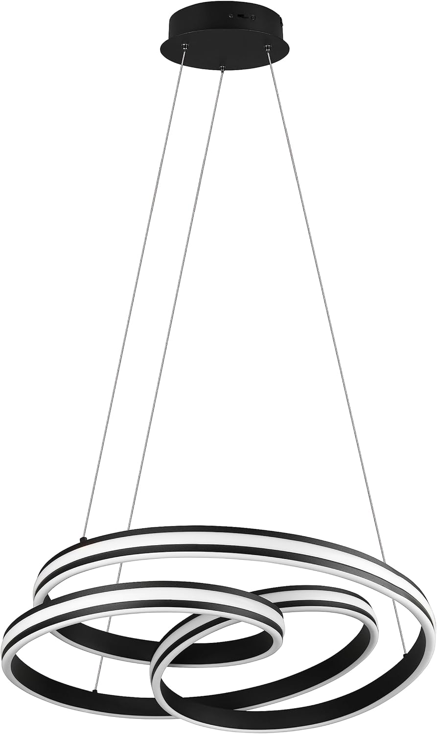 Trio, Colgante, Nuria incl. 1 x LED,SMD,60,0 Watt,2300+3000+4000K,7200 Lm. Cuerpo: Metal, estera negra Ø:60,0cm, A:150,0cm Regulable mediante interruptor,DIP-Switch-Craftgethaus
