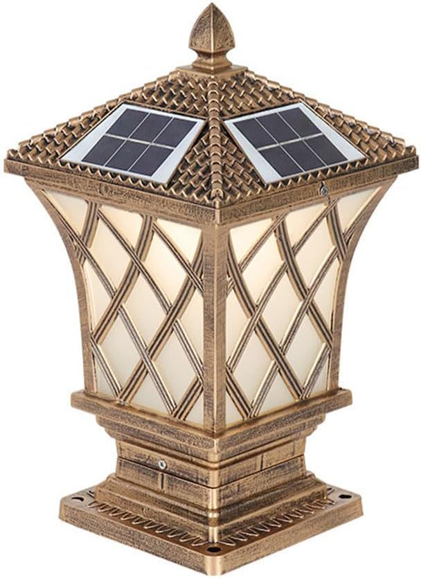 Sol Power La Po Lig Black/RU Go Gr Lampsha Colu Farmhou Outdo Light Gard Mou Landsca Linterna ，Tapa para lámpara de Pilar Exterior(Bronze,20CM)-Craftgethaus