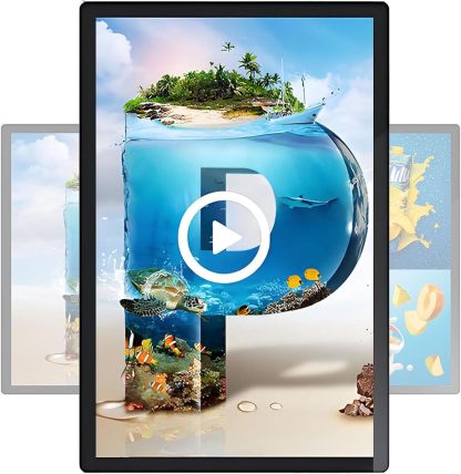 Pantalla Publicidad, Señalización Digital,LCD Monitor Horizontal/Vertical,Comparte Fotos y Vídeos Mediante Aplicación o USB,para Tienda,Restaurante,Centro Comercial 23.6in-Craftgethaus