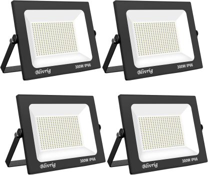 4PCS Foco LED Exterior 300W Blanco Cálido 3000K, 30000LM Focos LED, Lampara LED Pared Techo, LED Luz Foco IP66 Impermeable, Iluminación LED para Garaje, Patio, Terraza, Jardín-Craftgethaus