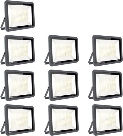 10pack 300W Focos LED Exterior, Proyector LED Exterior Impermeable IP66 31000LM Blanco Frío 6000K Angulo 120º Iluminacion Focos LED Exterior Alto Brillo para Jardín, Garaje, Fábrica, Almacén-Craftgethaus