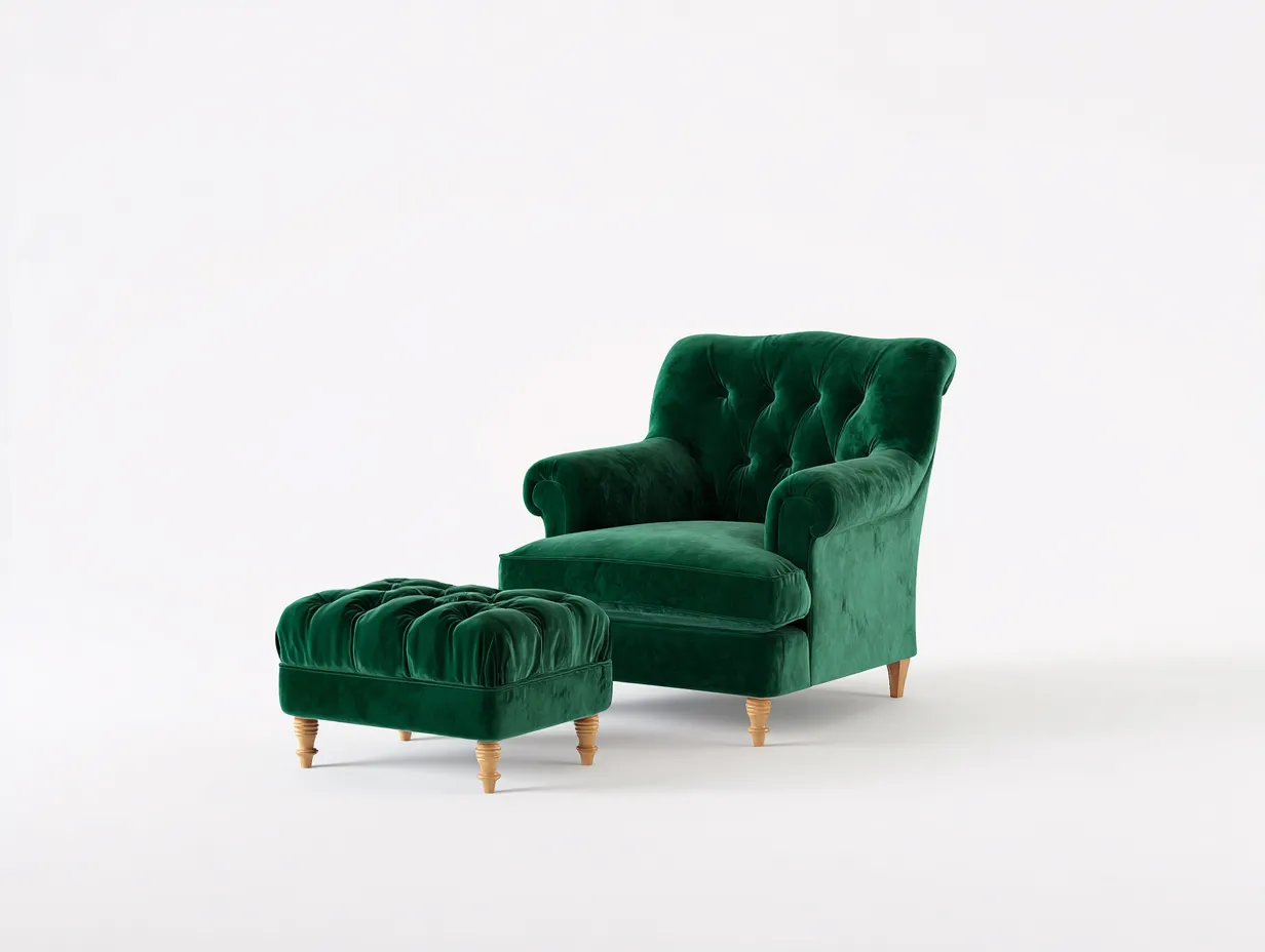Sillones-tela-madera-90x86x102 cm-verde oscuro-estilo clásico-Craftgethaus