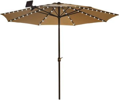 Touch Of ECO Guirnalda de luces solares para sombrilla de patio, 72 LED ultrabrillantes, 8 cuerdas y 9 LED por cadena, color blanco frío-Craftgethaus