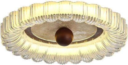 Lámpara de techo medieval de lujo para dormitorio, pantalla acrílica, iluminación plana, moderna y sencilla, redonda, ideal para salas de estar y comedores.-Craftgethaus