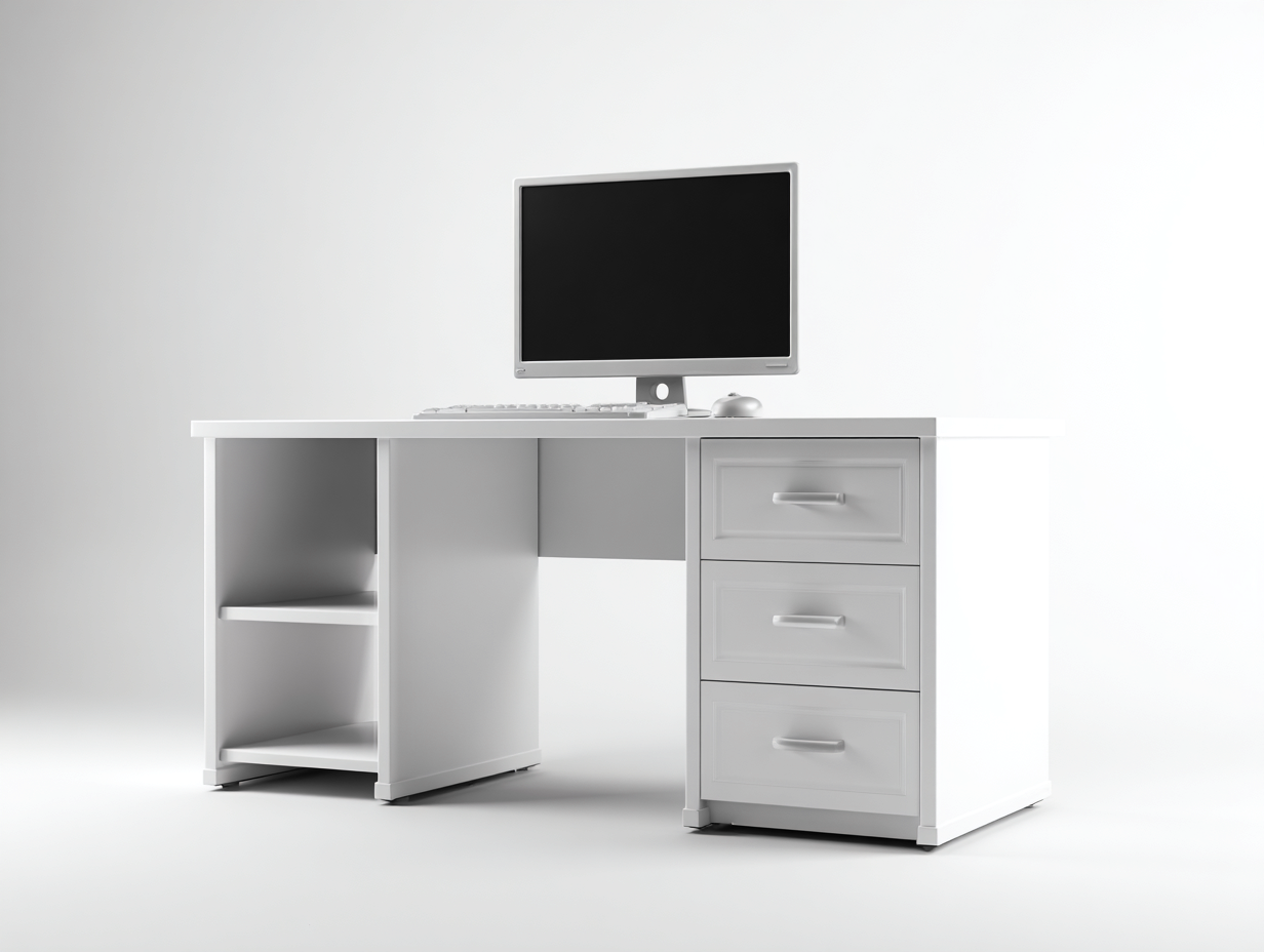 Mesas de oficina - madera-MDF - 120x60x75 cm - blanco - diseño moderno-Craftgethaus