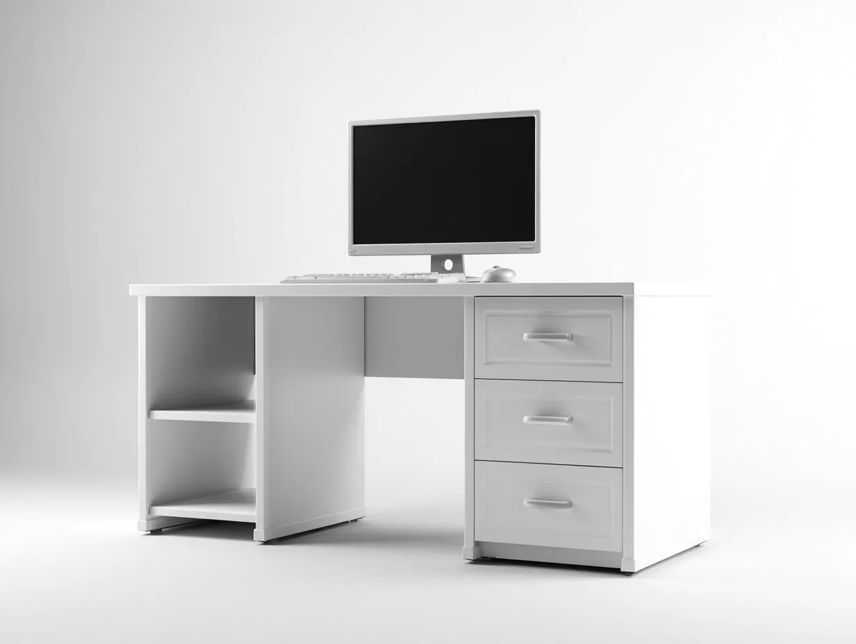 Mesas de oficina - madera-MDF - 120x60x75 cm - blanco - diseño moderno-Craftgethaus