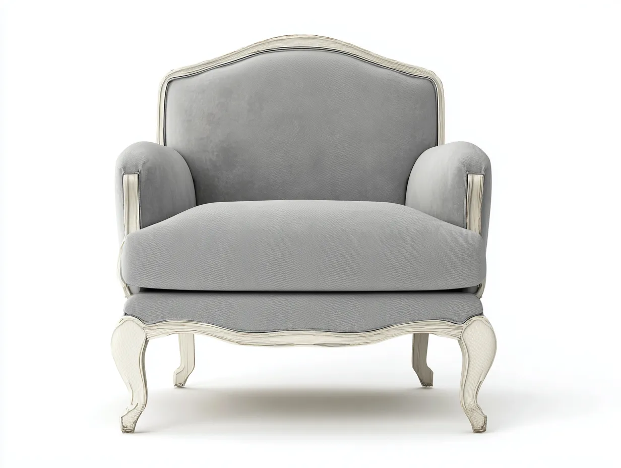 Sillones-tela-madera-88x90x94 cm-gris claro-estilo francés-Craftgethaus