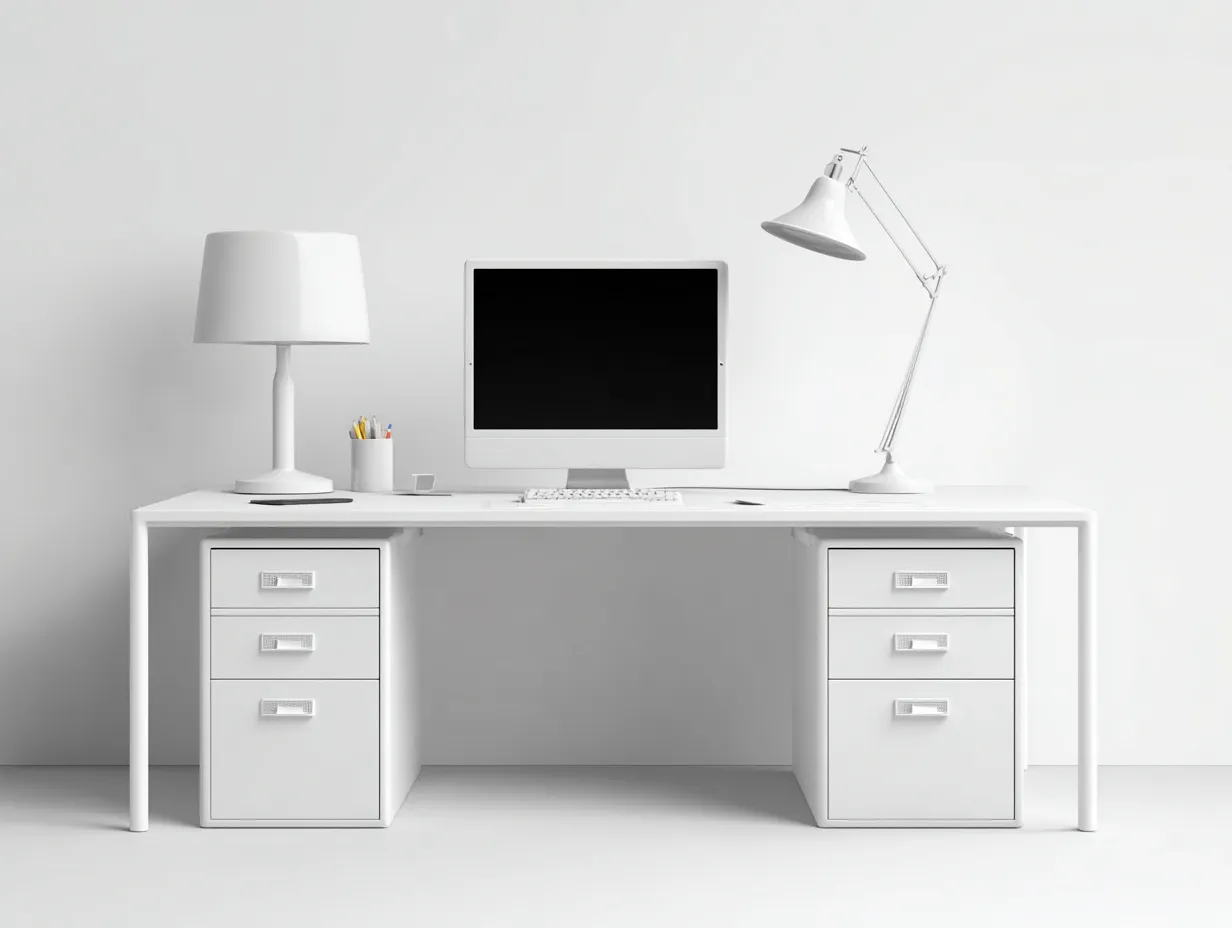 Mesas de oficina - madera-MDF - 162x74x75 cm - blanco - diseño moderno-Craftgethaus