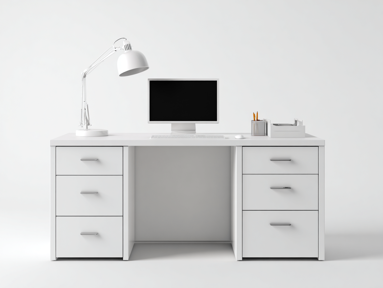 Mesas de oficina - madera-MDF - 148x70x75 cm - blanco - diseño moderno-Craftgethaus