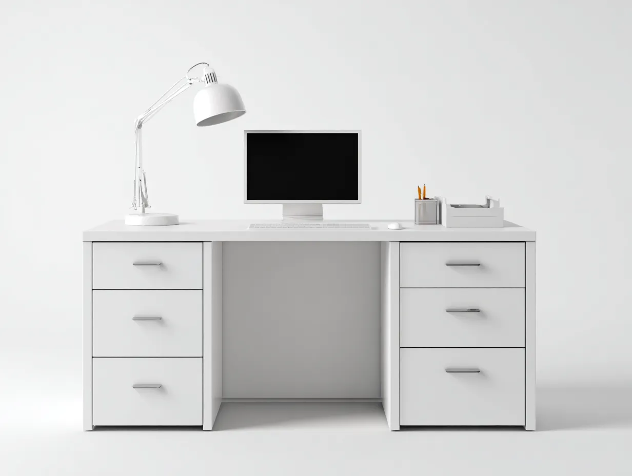 Mesas de oficina - madera-MDF - 148x70x75 cm - blanco - diseño moderno-Craftgethaus