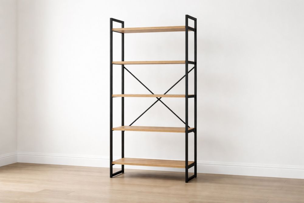 Étagère en métal noir et bois 5 niveaux