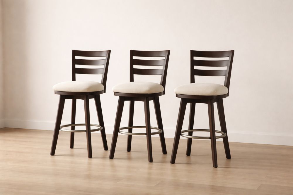 Tabourets de Bar en Bois avec Siège en Polyester Lot de 3