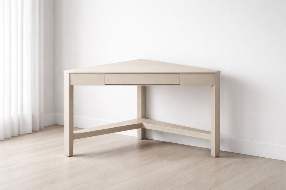 Table d'angle en bois de chêne avec tiroir